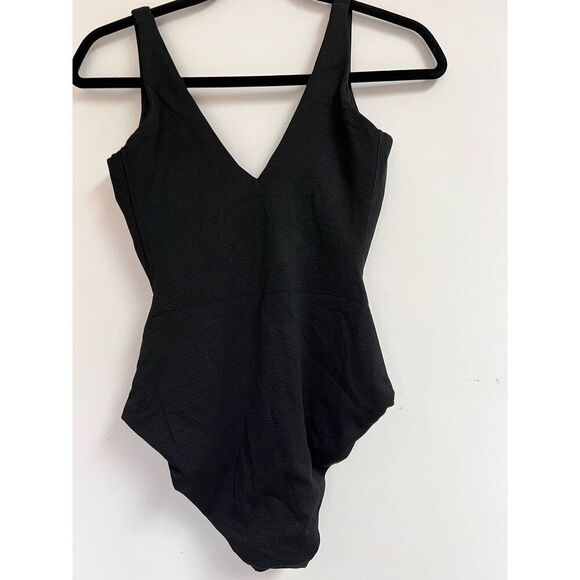 Spanx Swimsuits Women's Size Medium Black Pique Shaping Plunge One Piece NWOT - Picture 3 of 10